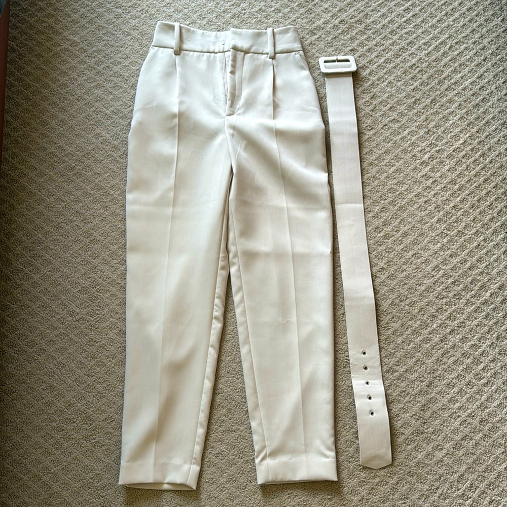 Zara high waisted trousers with wide belt xs